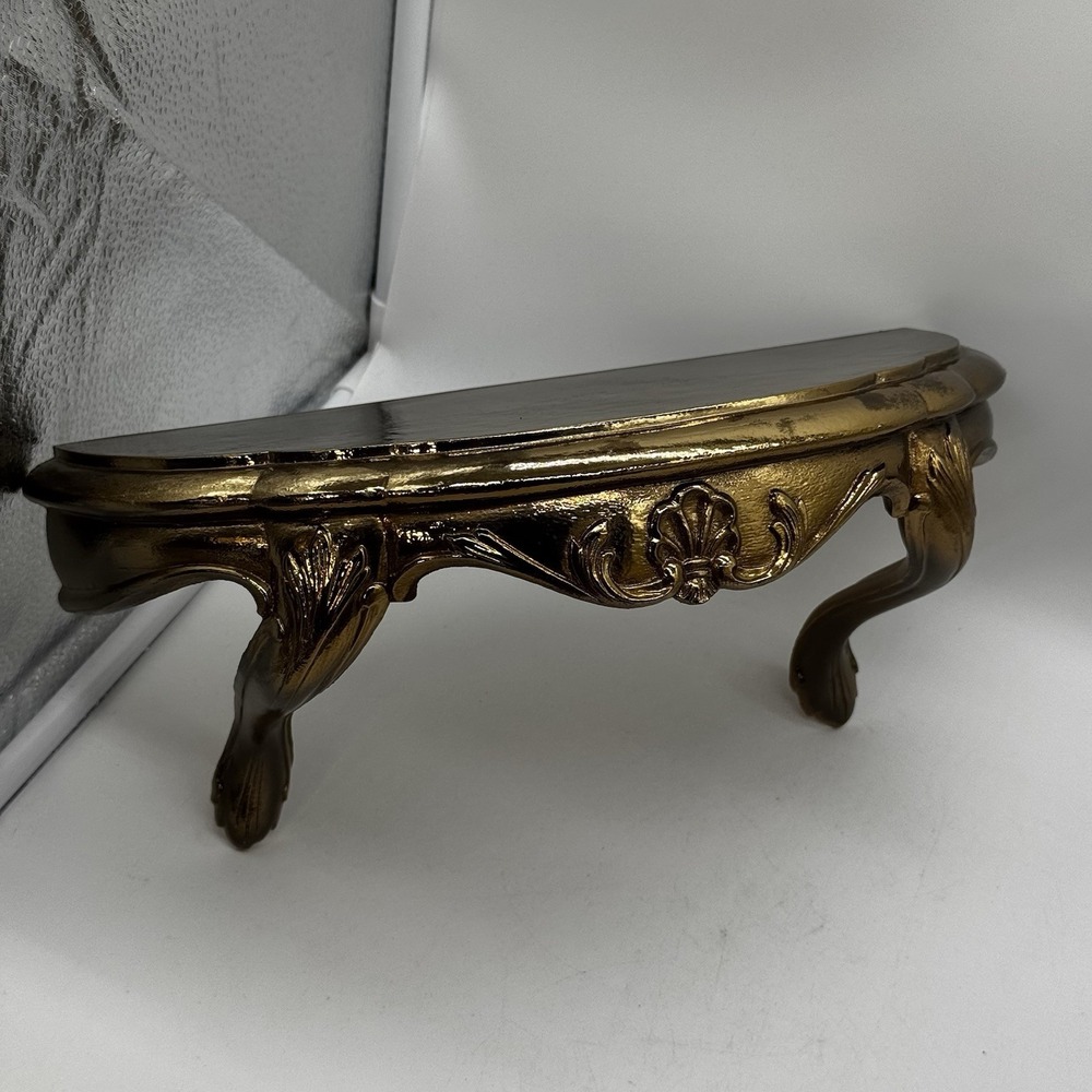 Vtg Florentine Hollywood Regency Style Ornate Gold Wall Shelf 1983 Burwood USA